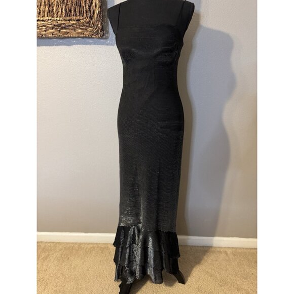 Vintage JS Boutique Ruffle Dress Gradient Silver Black Whimsigoth 10 Costume - Picture 5 of 16